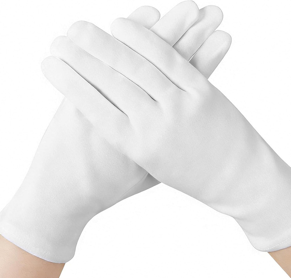 100% Cotton Gloves, 6 Pairs White Cotton Gloves for Dry Hands Sleeping Moisturiz