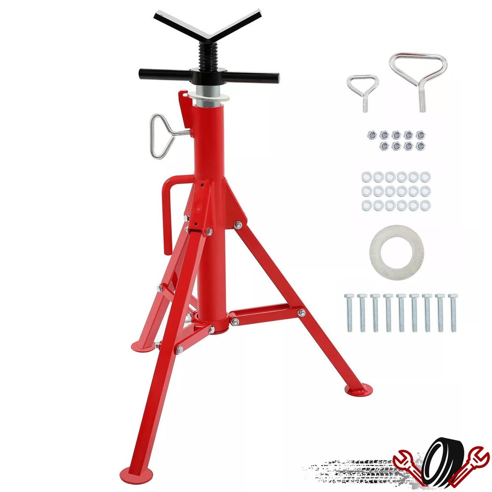 2500Lb Steel V-Head Pipe Stand Folding Tripod Pipe Jack Stand Height Pipe