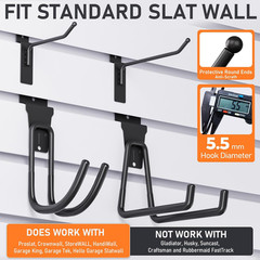 24 Pack Heavy Duty Slatwall Hooks, Black Garage Slatwall Panel Accessories Utili