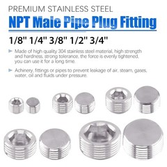 High-Quality 5Pc 3/8” NPT Stainless Steel Pipe Plug Kit with Internal Hex Drive