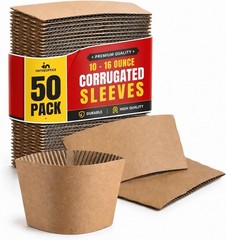 Coffee Cup Sleeves, Corrugated Coffee Sleeves for 10 oz, 12 oz & 16 oz Cups,
