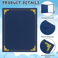 24-Pack 8.5 x 11 Navy Blue Award Certificate Holders – Bulk Certificate Holders
