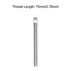 5 PCS M6x70mm Fully Threaded Rod 1mm Pitch 304 Stainless Steel Bar Studs