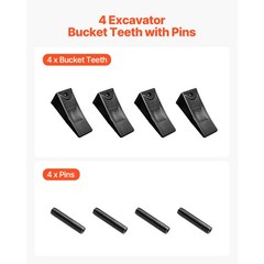 Uimoso 4 Pack X156L Bucket Teeth 5.3″ with Pins for Excavator Skid Steer Backhoe