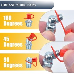 1/4″-28 SAE Grease Fittings – 82PCS Zerk Fittings Kit with Caps and Wrench St…