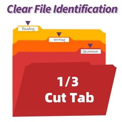 Plastic File Folders with Tabs, 6 Pack Colored Plastic Folders, 1/3 Cut Tabs