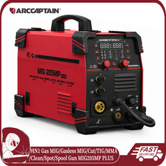 ARCCAPTAIN MIG205MP PLUS MIG Welder 9 IN 1 iControl MIG/Cut/TIG/Stick/Clean/Spot
