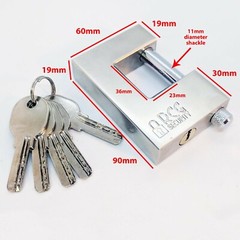 Heavy Duty 90mm Padlock/Chain Rectangular Lock *KEYED SAME/DIFF* U-Shaped 94mm