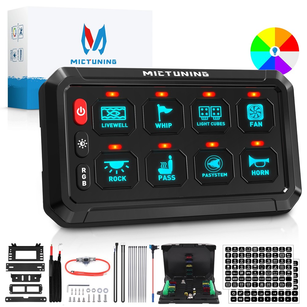 5Inch RGB Switch Panel Toggle Momentary Strobe Pulsed Circuit Control Box System