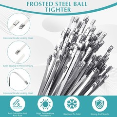 500 Pcs Metal Zip Ties 19.7 In Heavy Duty 304 Stainless Steel Cable Strap Silver