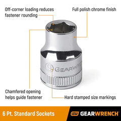 1/2 In. Drive 6-Point SAE Standard Socket 1-1/4 In.