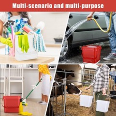 Jingmore 4 Pcs Plastic Bucket 5 Quart Square Utility Small Pail Red