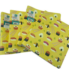 Kawaii Sushi Yellow Binder 1 in, Fashon Binder Pen Gear-School Supply Lot of 4