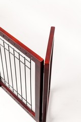 LEADZM 4 Panels Adjustable Pine Pet Gate Coffee