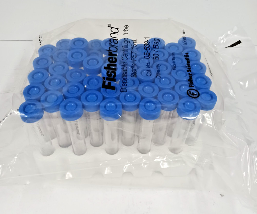 50-Pack Fisher Brand 15mL Disposable Centrifuge Tube 05-539-1 New. Sealed Bag