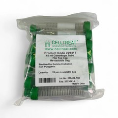 CellTreat Sterilized 15mL Centrifuge Tubes w Flip Top Caps 229417 – 500/cs (BO!)