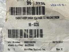 Novellus 96-0235 Gasonics A-2000LL HIGH VOLTAGE TO MAGNETRON CABLE ASSY, NOS