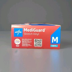 🏥 4X Medline MediGuard Stretch Vinyl Powder-Free Synthetic Gloves, Medium 100