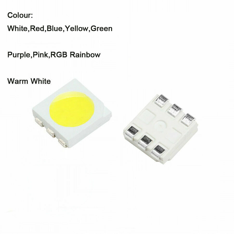 SMD 5050 LED Light Emitting Diodes White Red Blue Yellow Green Purple Pink RGB