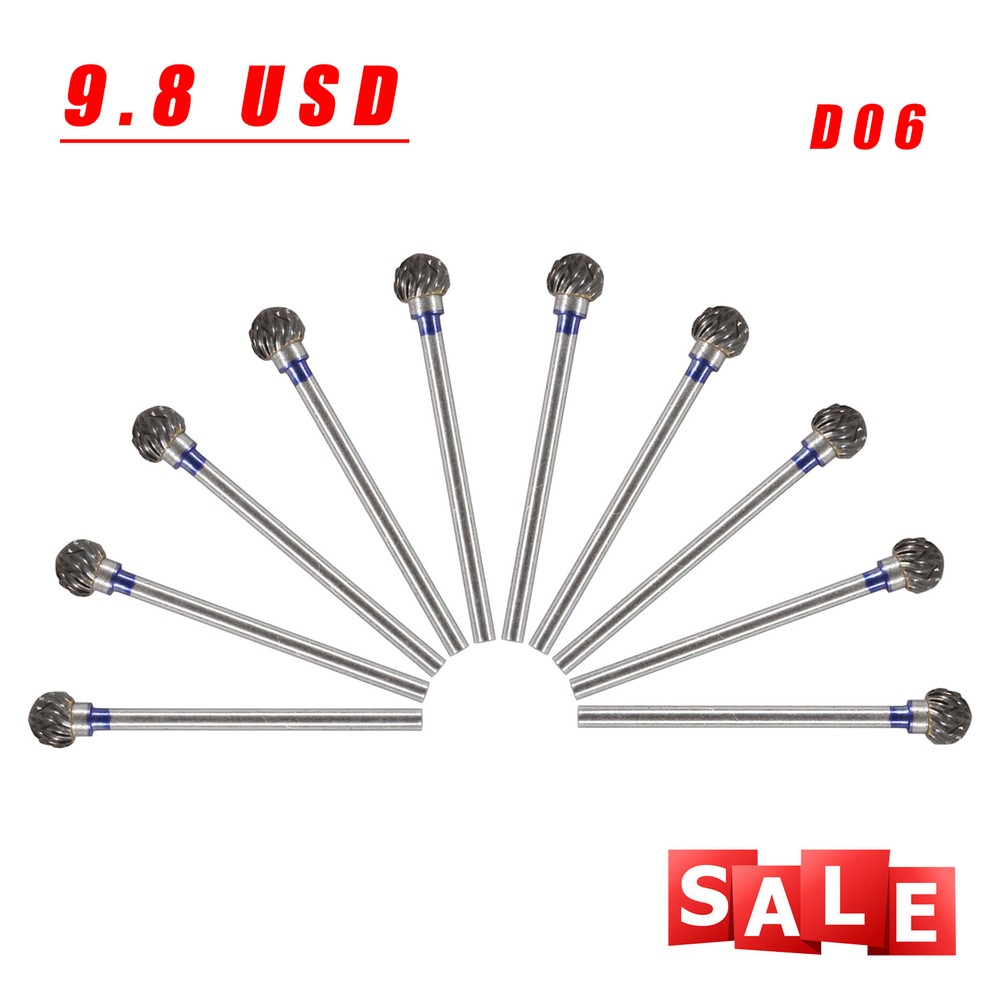 10 PCS Dental Lab Polishing Bur Drills Tungsten Steel Carbide Burs HP 2.35MM UPS