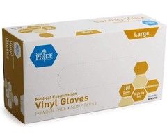 MedPride Powder-Free Vinyl Exam Gloves, Large, Box/100-