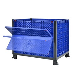 Collapsible Bulk Container With Doors,Solid Wall, capacity of 600 lbs 21.2 Cu Ft