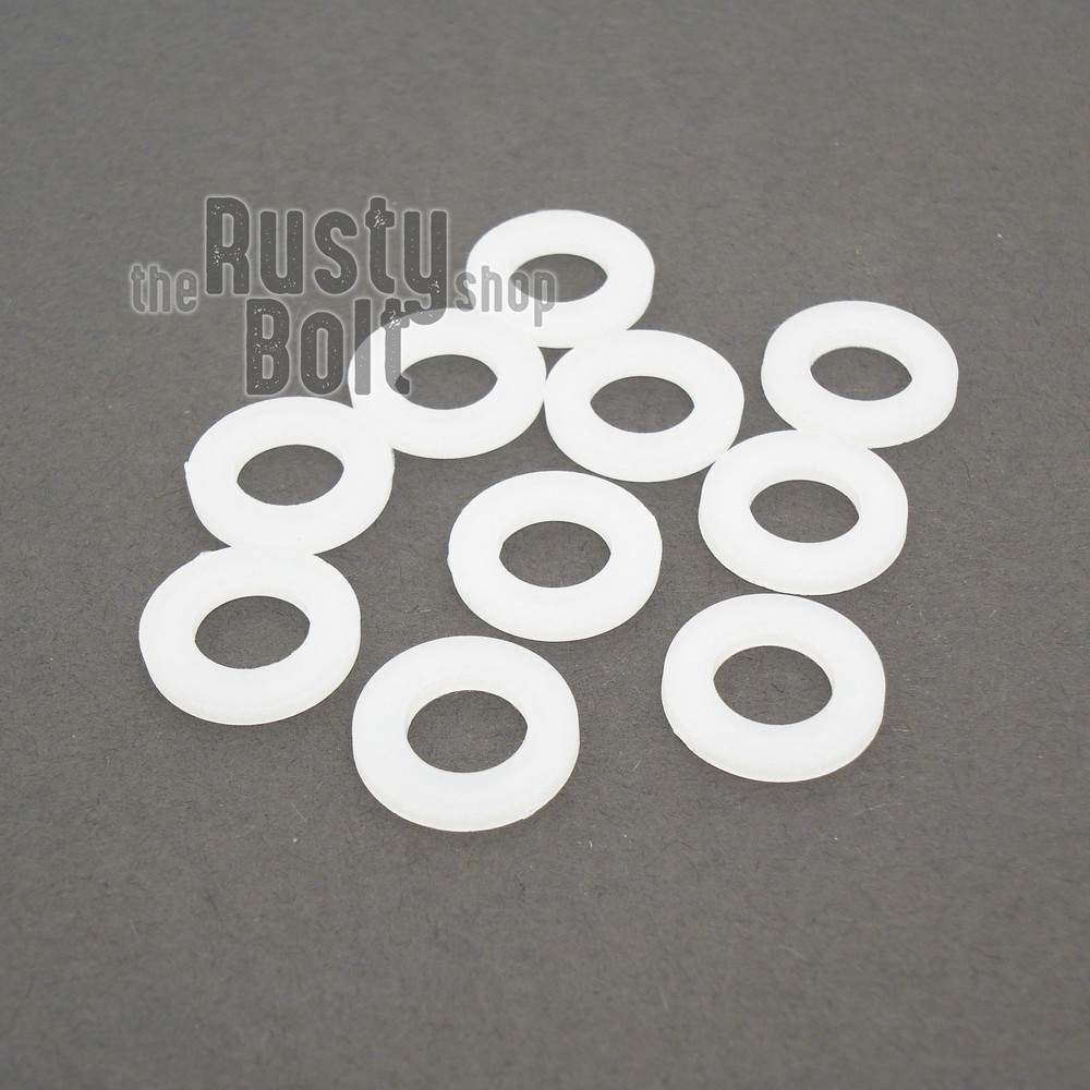 M6 – Flat Washers, Nylon, White – M6 x 12mm x 1.5mm