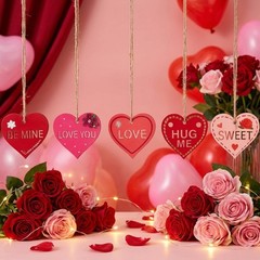 Blulu 100 Pcs Valentine Heart Unfinished Wooden Ornaments 2 in, Natural