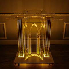 Acrylic Lighted LED Podium Lectern Church Pulpit Hostess Desk Casters 40″ Wide