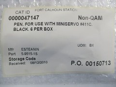 INDUSTRIAL SPARE 5-9515-1S PEN BLACK LOT OF 6 NSNP