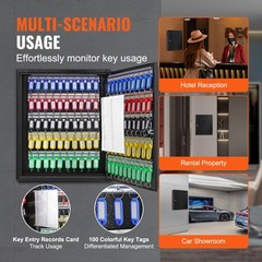 VEVOR 100-Key Cabinet Key Lock Box with Adjustable Racks & Colorful Key Tags