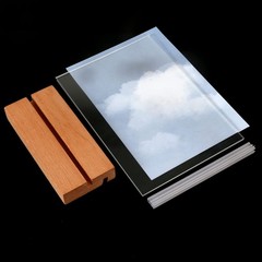 8.5×11 inch Acrylic Sign Holder with Wood Base Vertical Slant Back Display