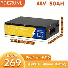 NEW 48V 50Ah LiFePO4 Lithium Battery 2560Wh BMS 15000+ Deep Cycles For Golf Cart