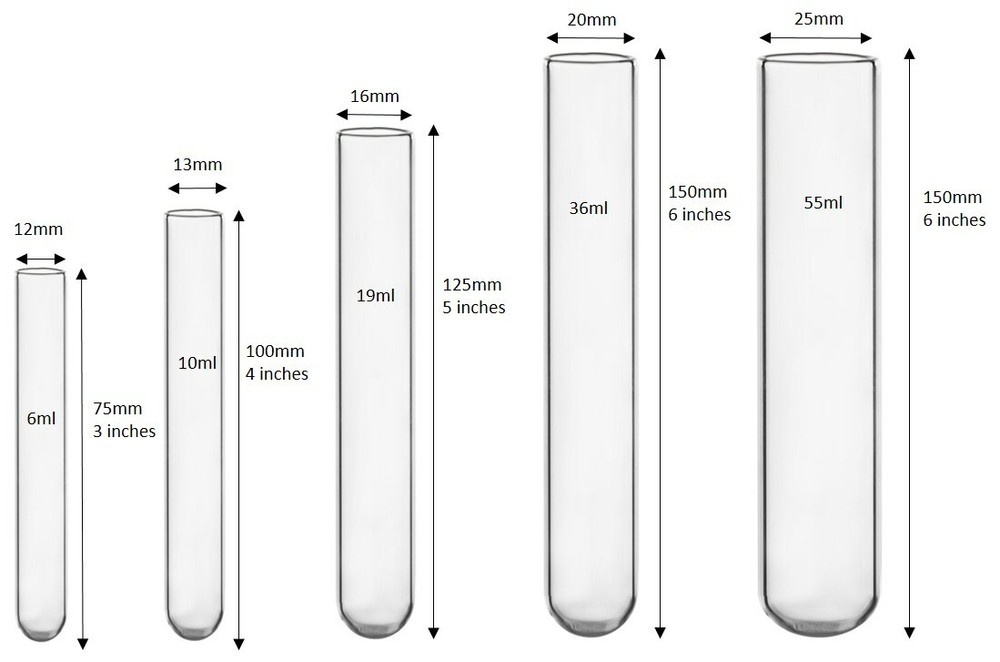 100 count Borosilicate Glass culture/test tubes