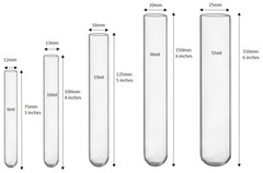 100 count Borosilicate Glass culture/test tubes