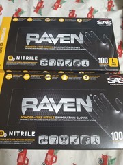 2 Boxes of 100 SAS Raven 6 MIL Size L Gloves-200 Total Gloves