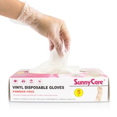 SunnyCare #7803 Powder Free Vinyl Gloves Food Service (Latex Nitrile Free) 🔥 L