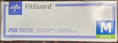 Medline FitGuard Powder Free Nitrile Disposable Exam Gloves, Medium 250 Count