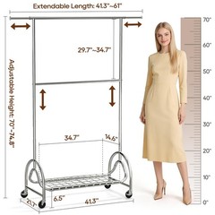 TigerParty Heavy Duty Clothes Rack for Hanging Clothes, Adjustable 2-Tier Rod…