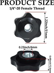 Aifeier ET 4 Pcs 1/4″-20 Inch Knob Black Nylon Screw-On 1/4" – 20,