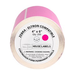 ZEBRA 4×6 PINK 4″ x 6″ Direct Thermal Labels – 1″ Core (11) Rolls/250
