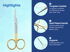 Scissors Surgical 5.5 Straight Gold Plated Handle Tungsten Carbide ARTMAN