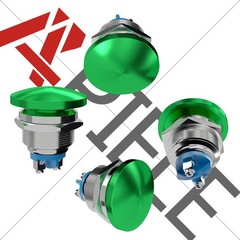 22mm Mushroom Head Momentary Push Button Switch Green IP65