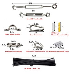 Stainless Steel Turnbuckle Kit 1/16″ Wire Rope 328FT – Easy Installation +500.0
