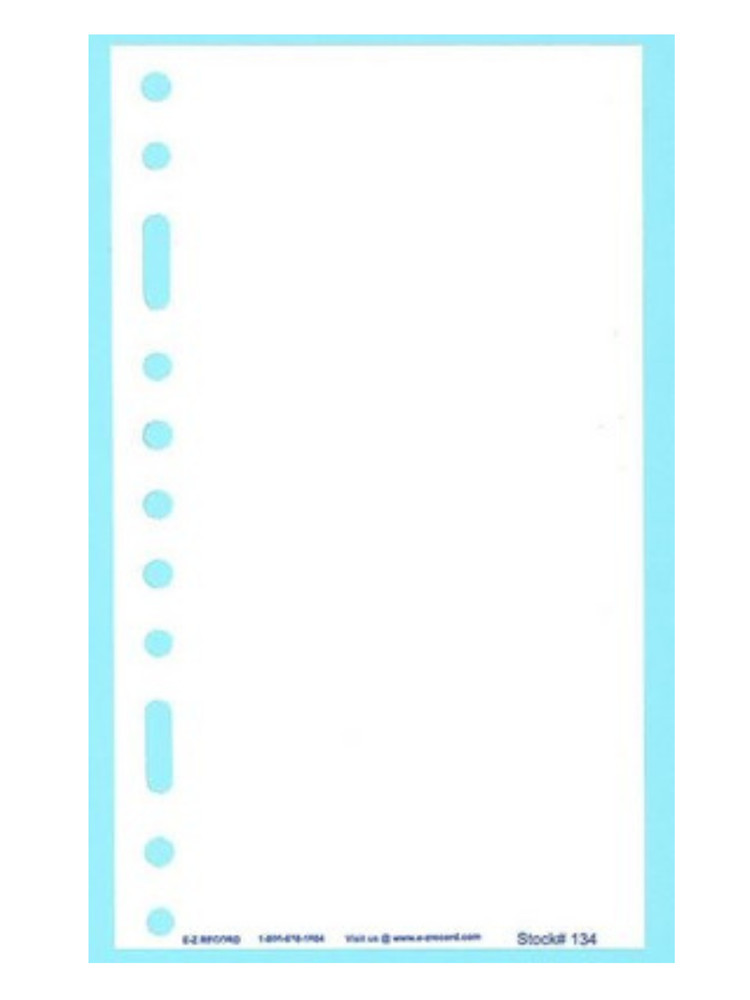 EZ Record brand – Item No.134 Blank forms- 6 1/2″ X 3 7/8″- 50 sheets per pack.
