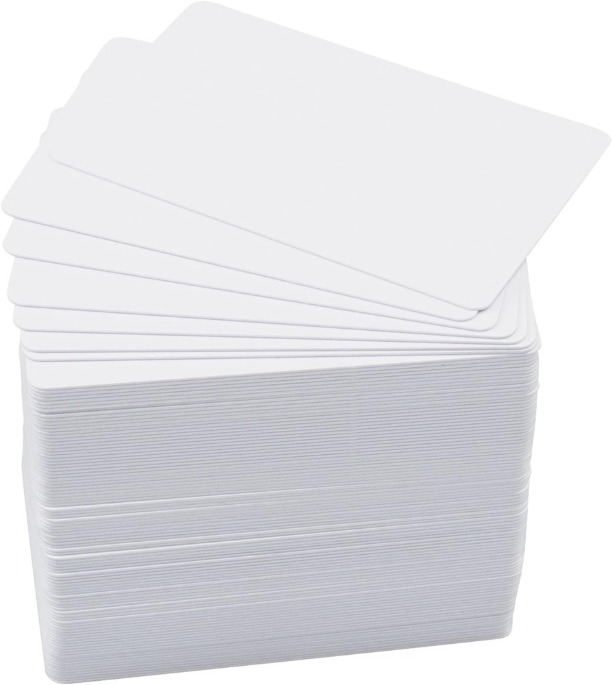 100 Pack Premium Blank PVC Cards, CR80 30 Mil Graphic Quality White Plastic Car