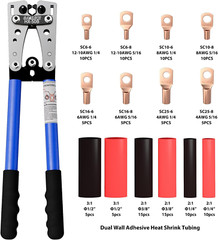 Battery Cable Lug Crimping Tool Kit for AWG 8-1/0 Electrical Lug Crimper with 60