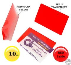 500/pack Red 1 side Business Card Laminating Pouches 2-1/4 x 3-3/4 Hot 10 Mil