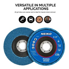 Neiko 11142A Premium Zirconia Flap Disc | 4.5″ x 7/8-Inch, 40 Grit, Bevel Typ…