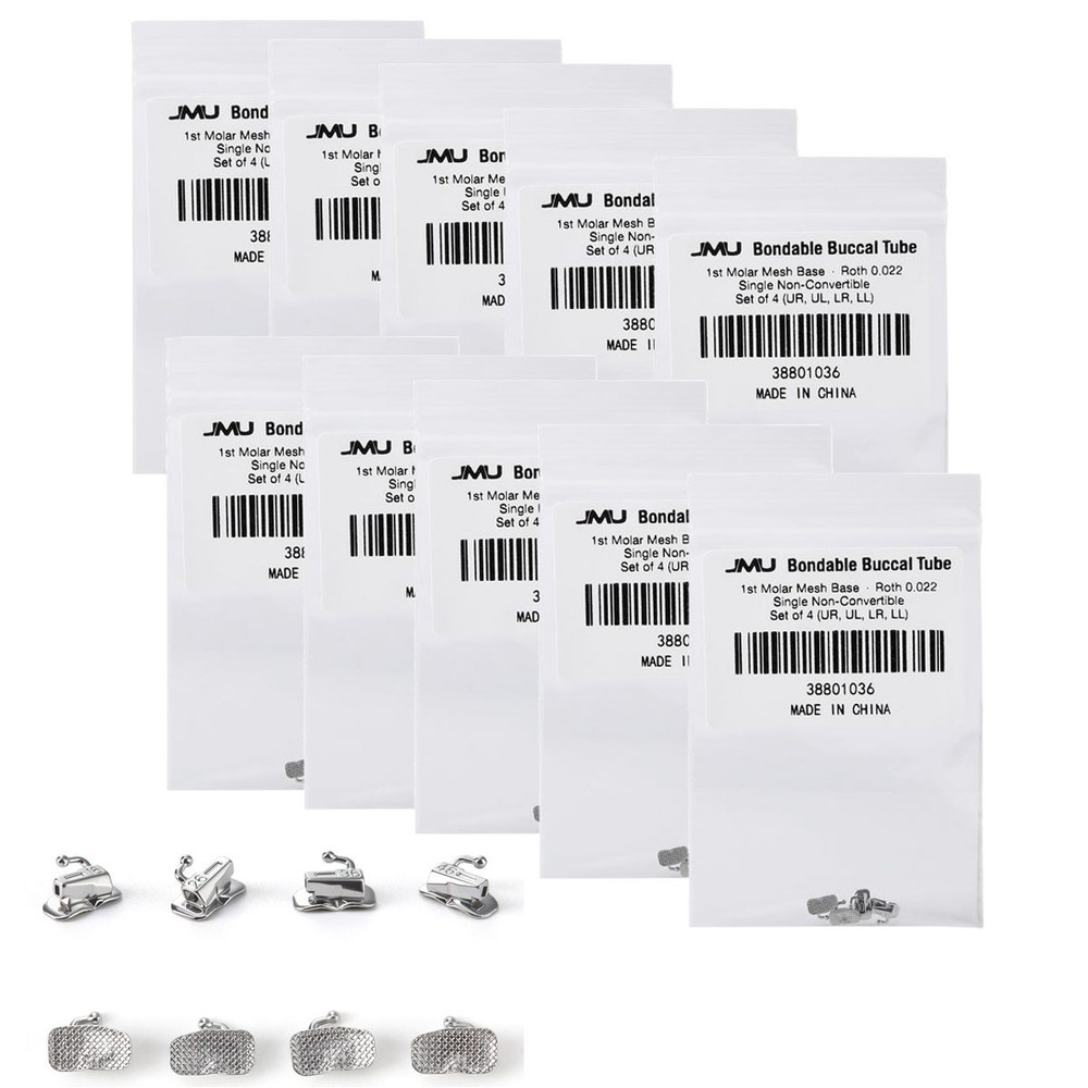 40pc Ortho 1st Molar Bondable Buccal Tubes Roth 022 Single Non-Conv Mesh Base
